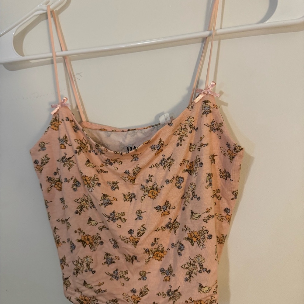 PacSun Pink and Orange Ruched Camisole Crop Top